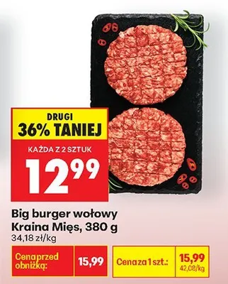 Big burger wołowy 380g promocja w Biedronka