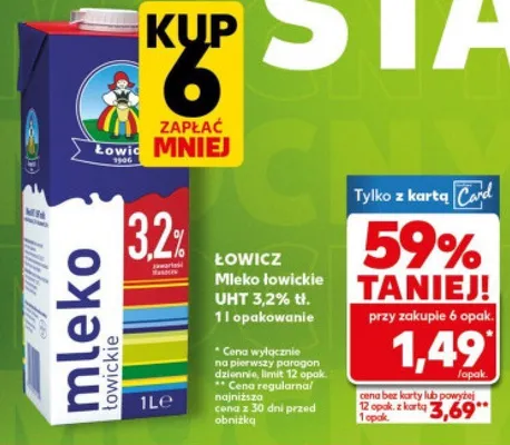Mleko łowickie UHT 3,2% promocja w Kaufland