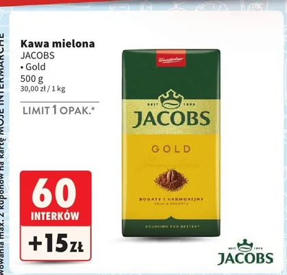 Kawa mielona Gold 500g Jacobs promocja w Intermarche