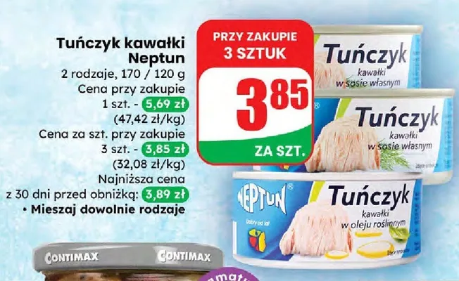 Tuńczyk kawałki w oleju roślinnym promocja w Dino
