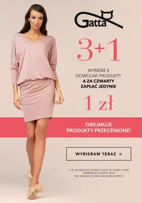 Gatta - gazetka promocyjna 3+1 w Gatta! Także na przecenę od poniedziałku 09.03 do niedzieli 15.03