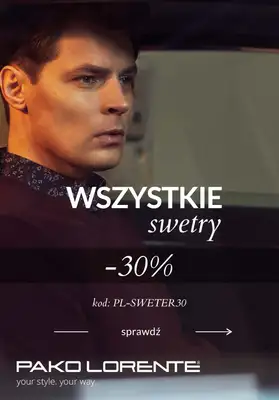Pako Lorente - gazetka promocyjna -30% na swetry od środy 11.03 do niedzieli 22.03