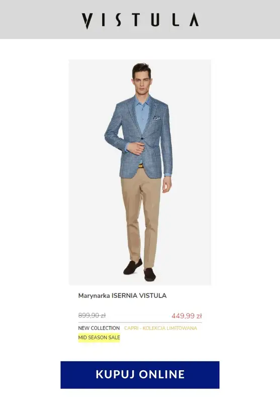 Vistula - gazetka promocyjna Od 399,99 zł marynarki męskie od poniedziałku 04.05 do poniedziałku 18.05 - strona 9