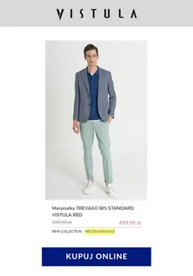 Vistula - gazetka promocyjna Od 399,99 zł marynarki męskie od poniedziałku 04.05 do poniedziałku 18.05 - strona 18