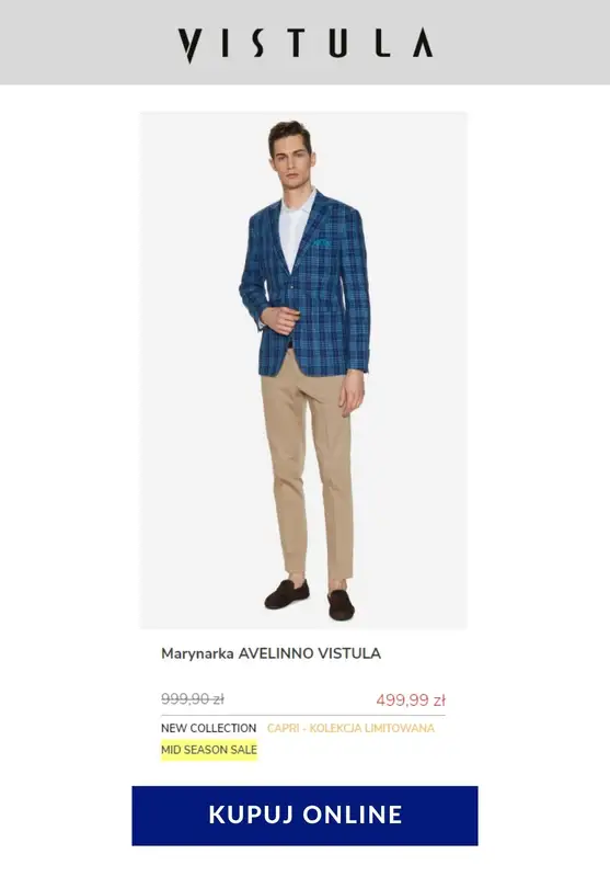 Vistula - gazetka promocyjna Od 399,99 zł marynarki męskie od poniedziałku 04.05 do poniedziałku 18.05 - strona 7