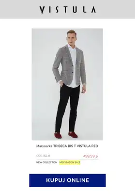 Vistula - gazetka promocyjna Od 399,99 zł marynarki męskie od poniedziałku 04.05 do poniedziałku 18.05 - strona 16