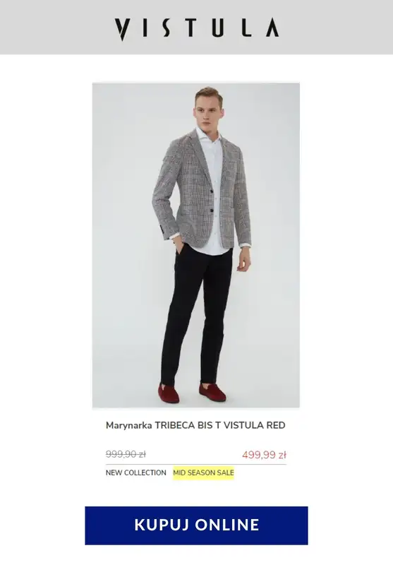 Vistula - gazetka promocyjna Od 399,99 zł marynarki męskie od poniedziałku 04.05 do poniedziałku 18.05 - strona 16