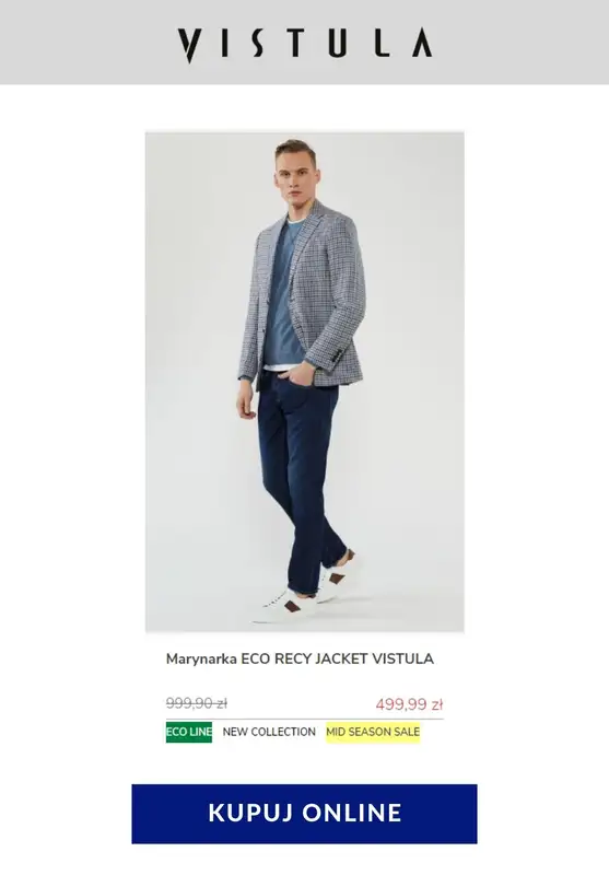 Vistula - gazetka promocyjna Od 399,99 zł marynarki męskie od poniedziałku 04.05 do poniedziałku 18.05 - strona 11
