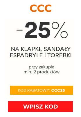 HITY wyprzedaży dla niej - gazetka promocyjna CCC | -25% na klapki, sandały, espadryle i torebki od czwartku 23.07 do wtorku 28.07