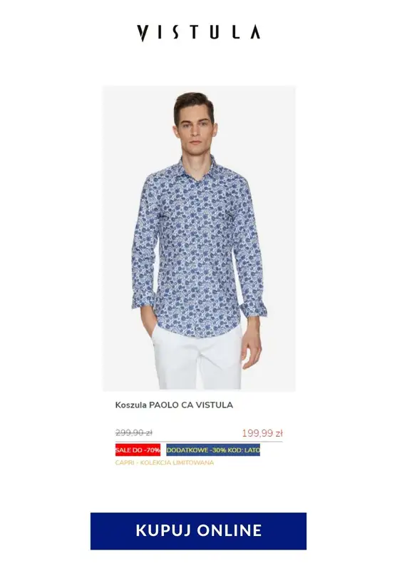 HITY wyprzedaży dla niego - gazetka promocyjna Vistula | Do -70% hity cenowe od czwartku 23.07 do czwartku 30.07 - strona 16