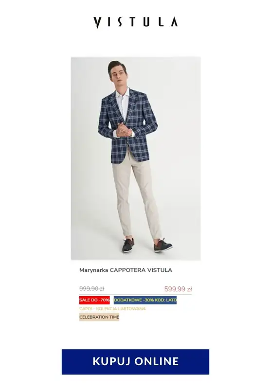 HITY wyprzedaży dla niego - gazetka promocyjna Vistula | Do -70% hity cenowe od czwartku 23.07 do czwartku 30.07 - strona 8