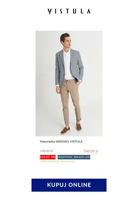 HITY wyprzedaży dla niego - gazetka promocyjna Vistula | Do -70% hity cenowe od czwartku 23.07 do czwartku 30.07 - strona 10 HITY wyprzedaży dla niego - gazetka promocyjna Vistula | Do -70% hity cenowe od czwartku 23.07 do czwartku 30.07 - strona 10