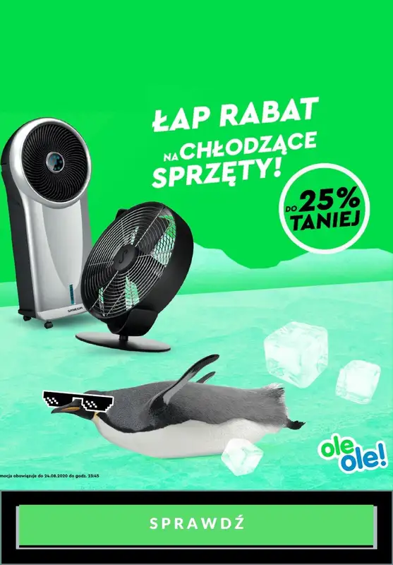 OleOle! - gazetka promocyjna Do -25% na wentylatory i klimatyzatory od środy 19.08 do poniedziałku 24.08