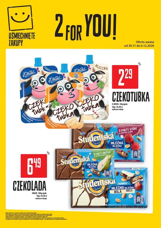 Uśmiechnięte Zakupy - gazetka promocyjna 2forYOU od poniedziałku 30.11 do niedzieli 06.12
