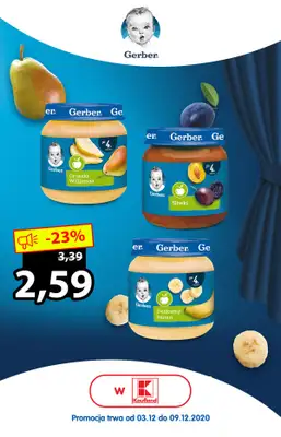 Baby&me Nestle - NAN 2, Gerber, Kaszki, Sinlac, Bobo Frut – Sprawdź oferty - gazetka promocyjna -23% na słoiczki Gerber w Kaufland! Promocja trwa do 9.12! od czwartku 03.12 do środy 09.12