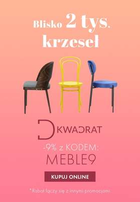 Dkwadrat - gazetka promocyjna Dodatkowe -9% na krzesła z KODEM od poniedziałku 15.02 