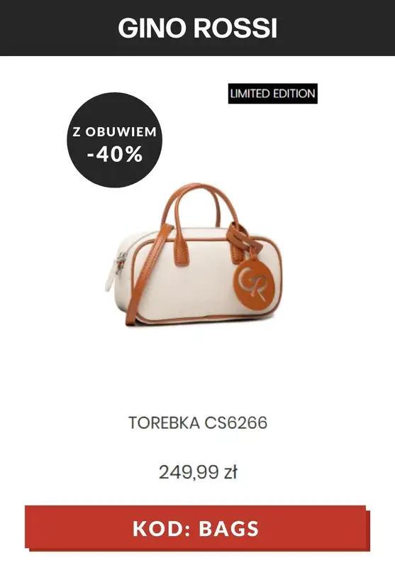 Gino Rossi - gazetka promocyjna -40% na torebki i torby KOD od wtorku 06.07 do poniedziałku 12.07 - strona 3