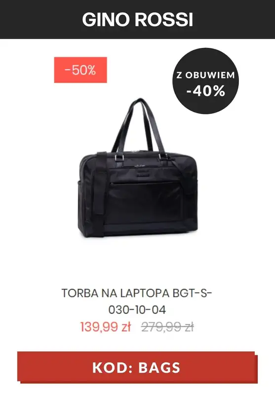 Gino Rossi - gazetka promocyjna -40% na torebki i torby KOD od wtorku 06.07 do poniedziałku 12.07 - strona 12