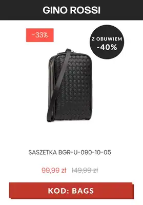 Gino Rossi - gazetka promocyjna -40% na torebki i torby KOD od wtorku 06.07 do poniedziałku 12.07 - strona 7