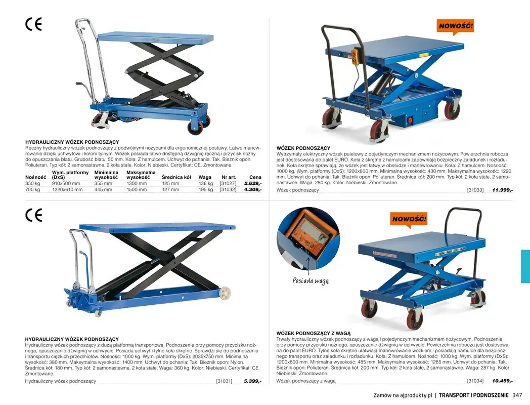 AJ Produkty - gazetka promocyjna Transport i podnoszenie - katalog jesień od środy 01.09 do poniedziałku 31.01 - strona 42