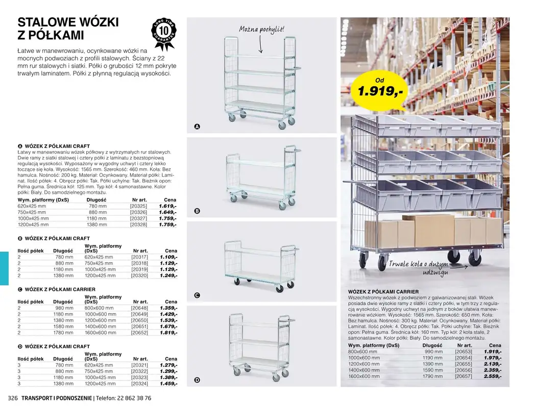 AJ Produkty - gazetka promocyjna Transport i podnoszenie - katalog jesień od środy 01.09 do poniedziałku 31.01 - strona 21