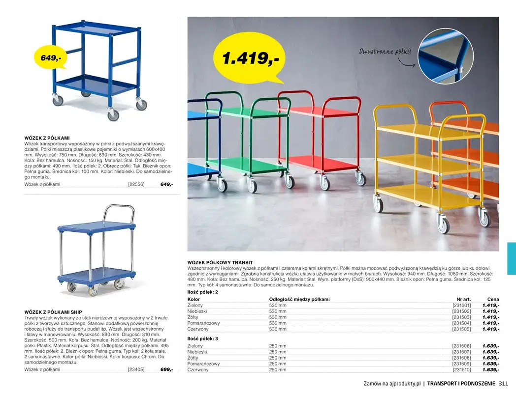 AJ Produkty - gazetka promocyjna Transport i podnoszenie - katalog jesień od środy 01.09 do poniedziałku 31.01 - strona 6