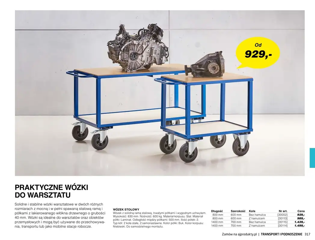 AJ Produkty - gazetka promocyjna Transport i podnoszenie - katalog jesień od środy 01.09 do poniedziałku 31.01 - strona 12