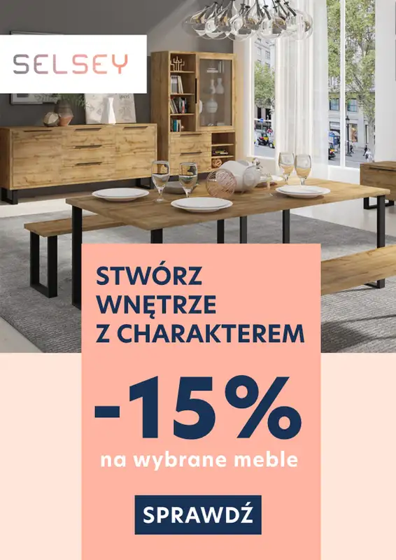 Selsey - gazetka promocyjna -15% na wybrane meble od wtorku 19.10 do środy 03.11