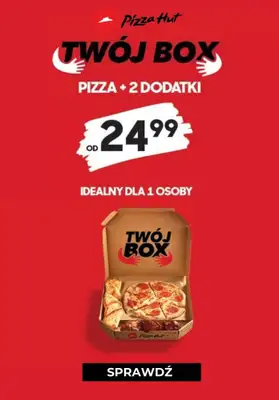 Pizza Hut - gazetka promocyjna Od 24,99 zł Pizza + 2 dodatki od piątku 12.11  Pizza Hut - gazetka promocyjna Od 24,99 zł Pizza + 2 dodatki od piątku 12.11