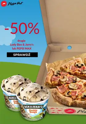Pizza Hut - gazetka promocyjna -50% drugie lody Ben & Jerry's lub Pepsi Max od środy 17.11  Pizza Hut - gazetka promocyjna -50% drugie lody Ben & Jerry's lub Pepsi Max od środy 17.11