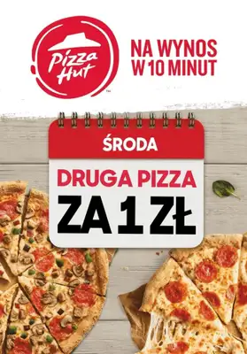 Pizza Hut - gazetka promocyjna 1 zł za drugą pizze na wynos od środy 19.01 do środy 19.01 Pizza Hut - gazetka promocyjna 1 zł za drugą pizze na wynos od środy 19.01 do środy 19.01