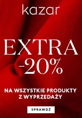 Kazar - gazetka promocyjna -20% na wszystkie produkty z wyprzedaży od środy 26.01 do poniedziałku 07.02