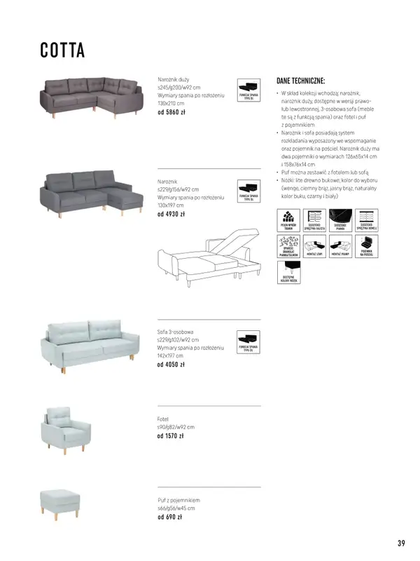 VOX - gazetka promocyjna Katalog mebli tapicerowanych od wtorku 22.03 do wtorku 31.01 - strona 39