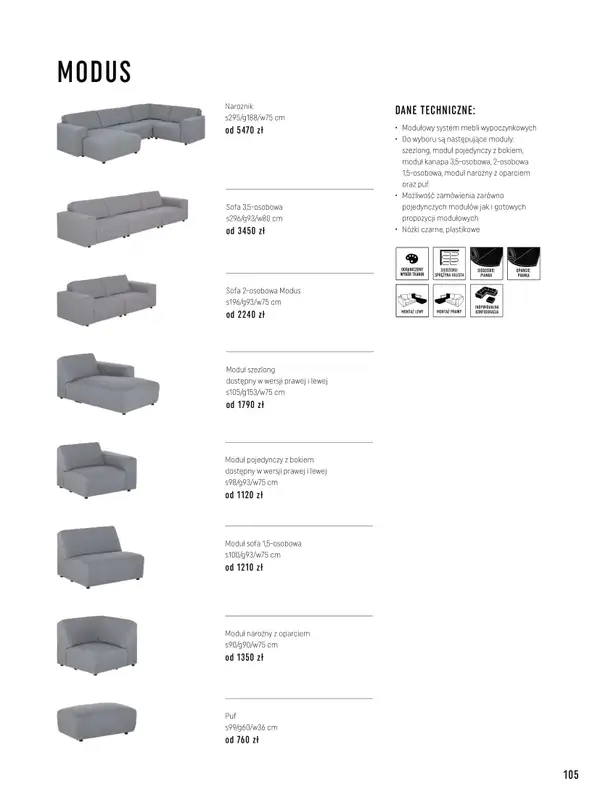 VOX - gazetka promocyjna Katalog mebli tapicerowanych od wtorku 22.03 do wtorku 31.01 - strona 105