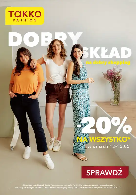 Takko Fashion - gazetka promocyjna -20% na wszystko w dniach 12-15.05 od czwartku 12.05 do niedzieli 15.05