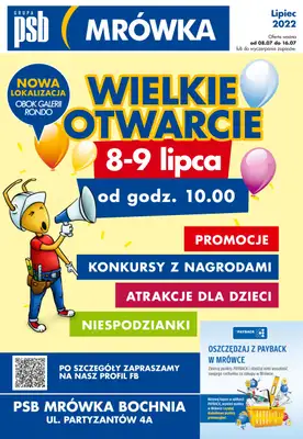 Mrówka Bochnia/Nowy Wiśnicz - gazetka promocyjna MRÓWKA Bochnia, WIELKIE OTWARCIE, ul. Partyzantów 4A od piątku 08.07 do soboty 16.07
