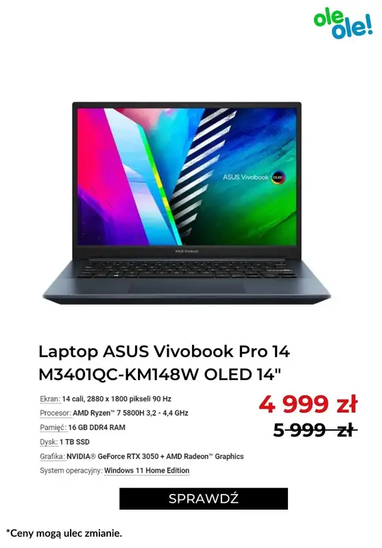 OleOle! - gazetka promocyjna Letnia obniżka do -1000 zł na laptopy od poniedziałku 11.07 do poniedziałku 11.07 - strona 8