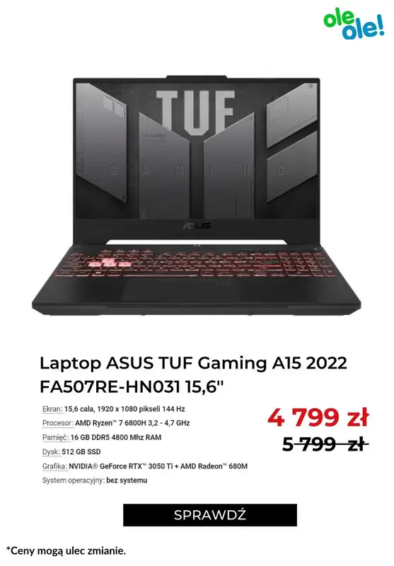 OleOle! - gazetka promocyjna Letnia obniżka do -1000 zł na laptopy od poniedziałku 11.07 do poniedziałku 11.07 - strona 7