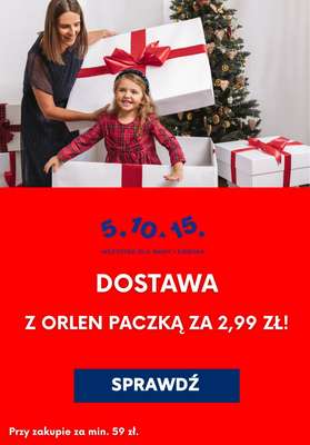 Dzień darmowej dostawy! - gazetka promocyjna 5.10.15 | Dostawa z Orlen Paczką za 2,99 zł od wtorku 06.12 do środy 07.12