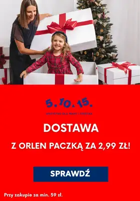 Dzień darmowej dostawy! - gazetka promocyjna 5.10.15 | Dostawa z Orlen Paczką za 2,99 zł od wtorku 06.12 do środy 07.12
