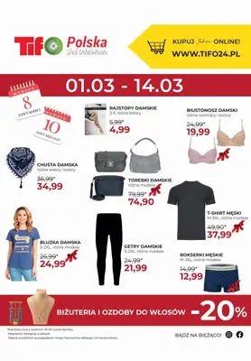 Tifo Polska Sieć Odzieżowa - gazetka promocyjna Promocja plakatowa od środy 01.03 do wtorku 14.03