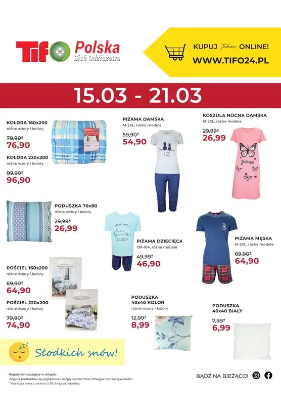Tifo Polska Sieć Odzieżowa - gazetka promocyjna Promocja plakatowa od środy 15.03 do wtorku 21.03