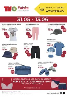 Tifo Polska Sieć Odzieżowa - gazetka promocyjna Promocja plakatowa od środy 31.05 do wtorku 13.06
