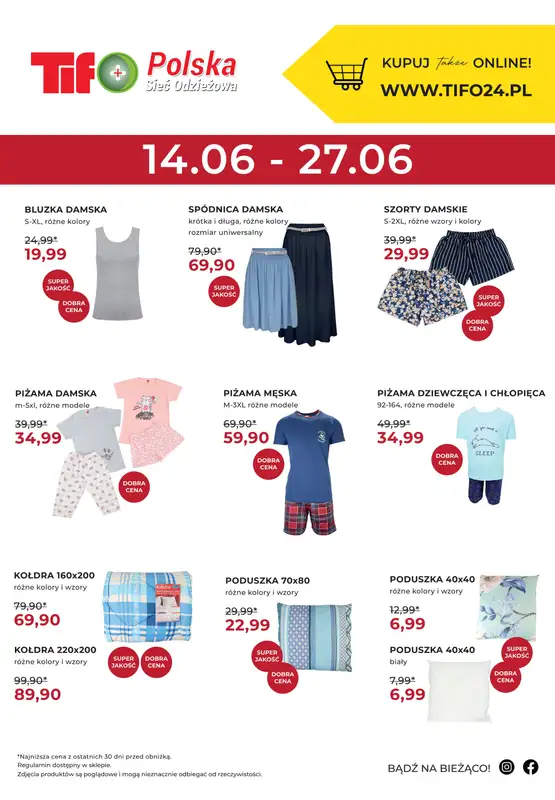 Tifo Polska Sieć Odzieżowa - gazetka promocyjna Promocja plakatowa od środy 14.06 do wtorku 27.06