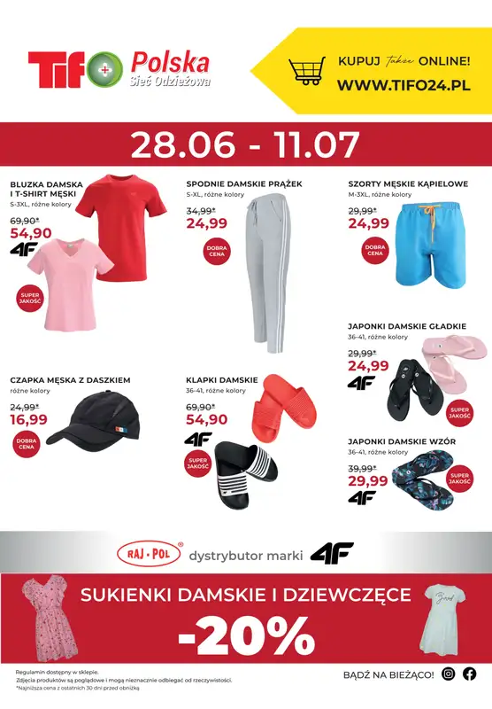 Tifo Polska Sieć Odzieżowa - gazetka promocyjna Promocja plakatowa od środy 28.06 do wtorku 11.07