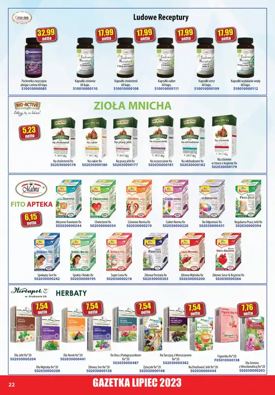 A-T - gazetka promocyjna Farmacja Zdrowa żywność od soboty 01.07 do poniedziałku 31.07 - strona 22