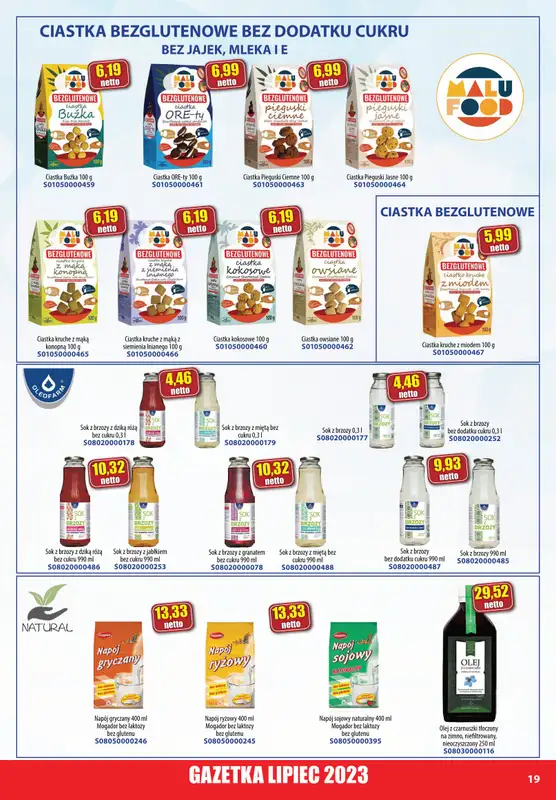 A-T - gazetka promocyjna Farmacja Zdrowa żywność od soboty 01.07 do poniedziałku 31.07 - strona 19