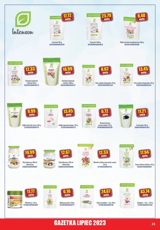 A-T - gazetka promocyjna Farmacja Zdrowa żywność od soboty 01.07 do poniedziałku 31.07 - strona 23