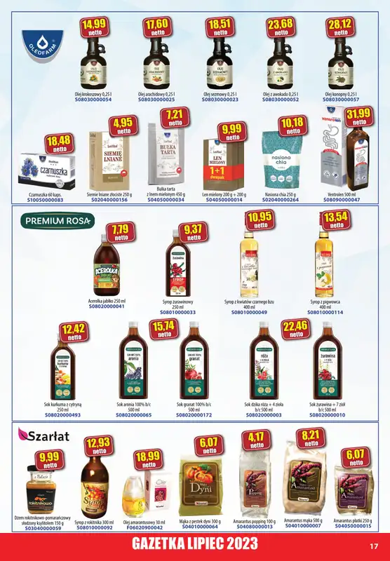 A-T - gazetka promocyjna Farmacja Zdrowa żywność od soboty 01.07 do poniedziałku 31.07 - strona 17