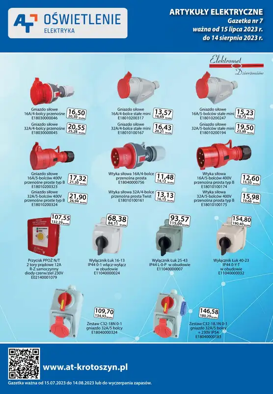 A-T - gazetka promocyjna Artykuły elektryczne od soboty 15.07 do poniedziałku 14.08